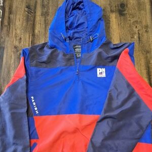 Parish Nation PN 56 Nation Men Red Blue Sz XL 1/4 Zip Pullover Jacket With Hood